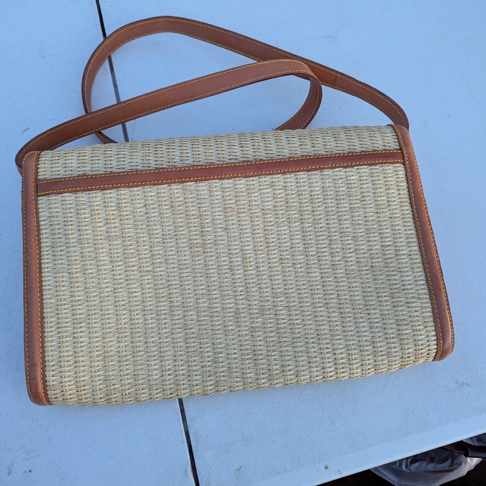 Ralph Lauren Woven Straw Crossbody with Brown Leather Trim - Picture 2 of 5